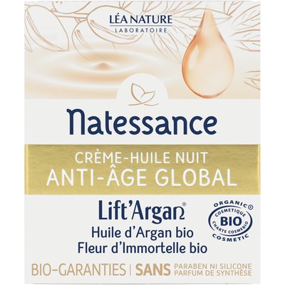 Global anti-aging night creamy oil - Lift'Argan - Natessance - Face