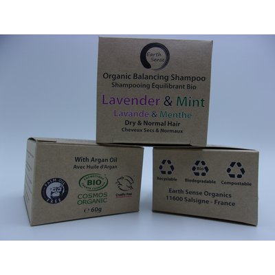 Balancing Solid Shampoo - Lavender & Mint - Dry & all Hair Types - Earth Sense Organics SAS - Hair