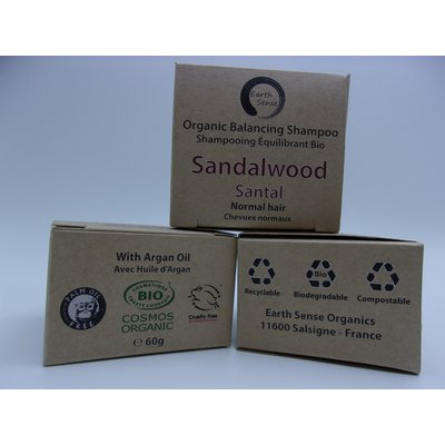 Balancing Solid Shampoo - Sandalwood - Normal & all Hair Types - Earth Sense Organics SAS - Hair