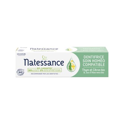 Homeopathy compatible toothpaste - organic thyme, lemon & organic aloe vera juice - Natessance - Hygiene