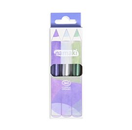 Glitter Make-up Pencils Jumbo - Purple-Silver-Green - Namaki - Makeup